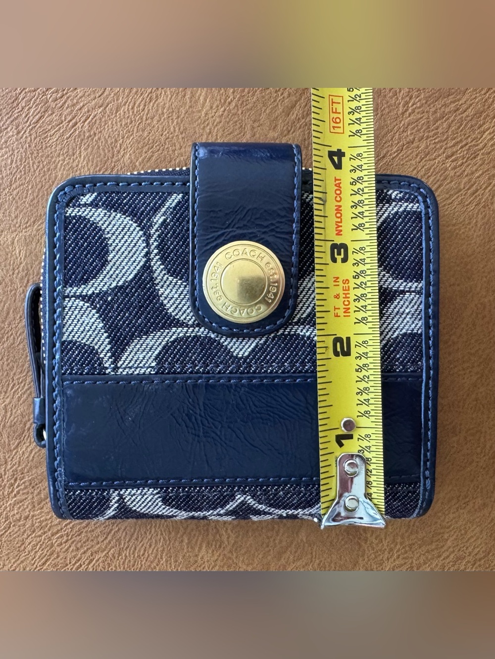 Coach Bleecker  Signature Small Wallet with Gold Accent and legacy interior - Picture 7 of 7